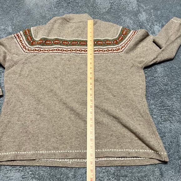 Woolrich Sweater Womens XXL Lambs Wool Nordic  Quarter Zip Brown ** - Picture 6 of 8